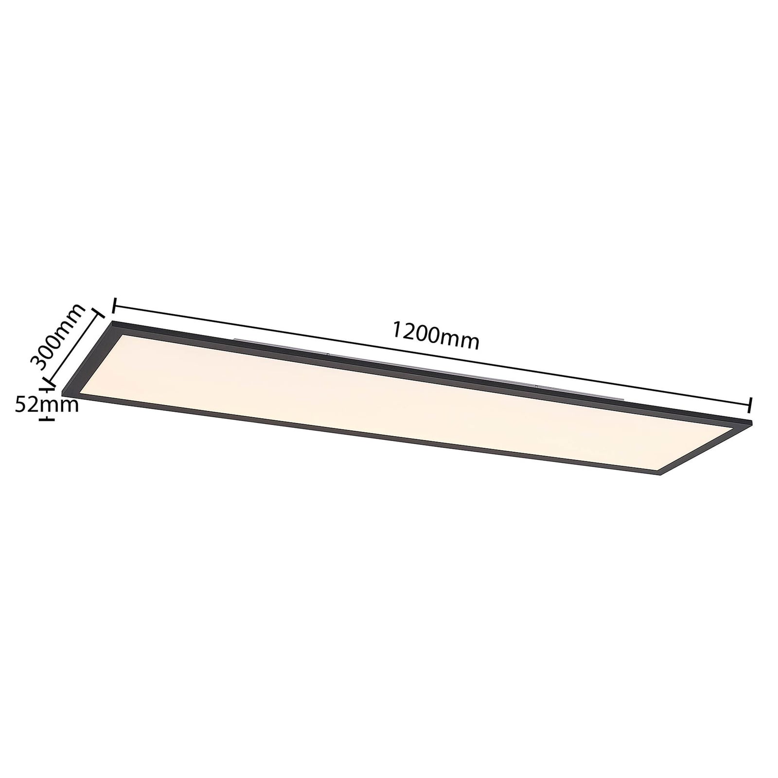 LED-panel Nelios dimbar CCT 120x30 cm svart aluminium montert i tak