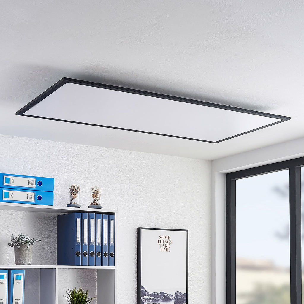 LED-panel Nelios dimbar CCT 120x60 cm svart aluminium detalj av ramme