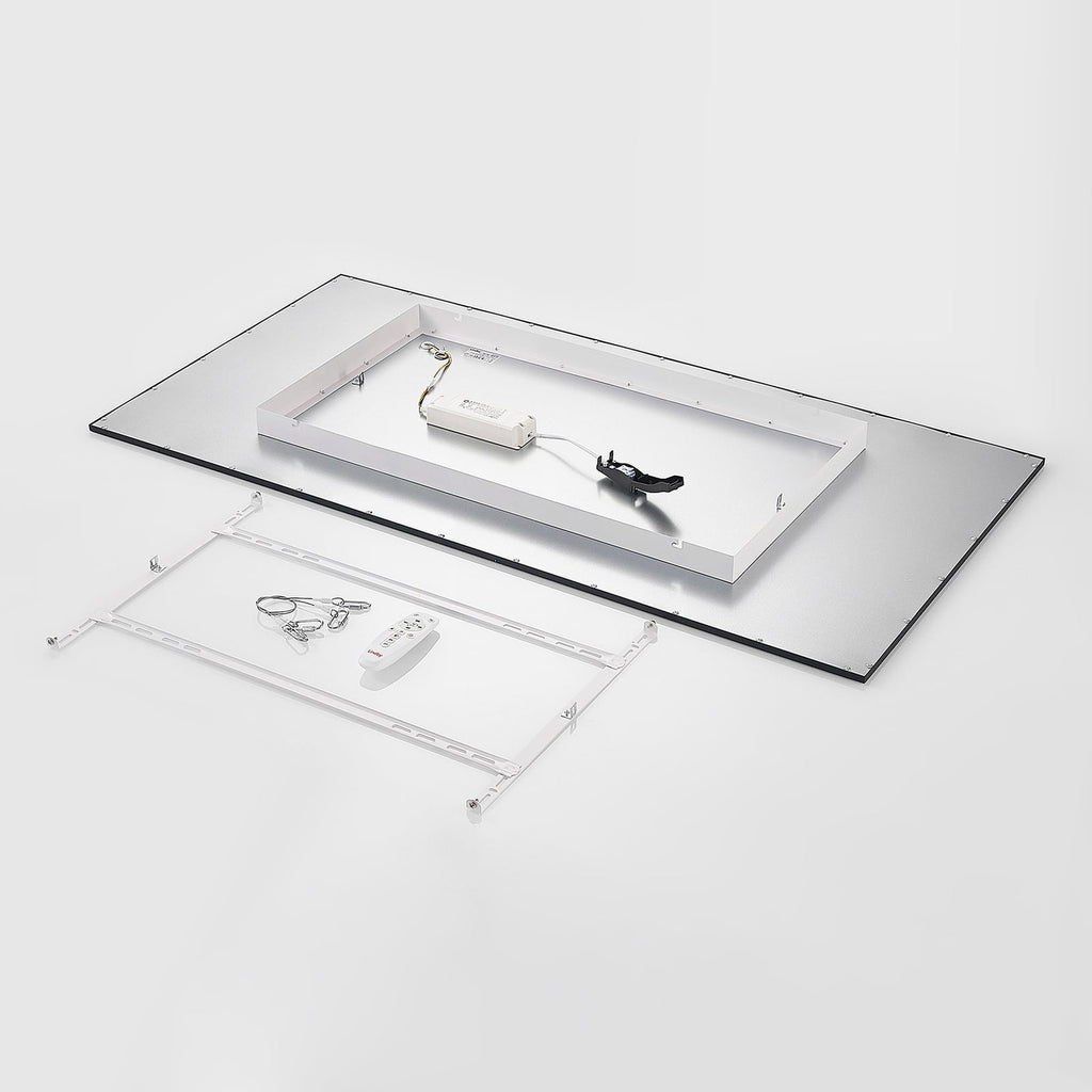 LED-panel Nelios dimbar CCT 120x60 cm svart aluminium lys i rom
