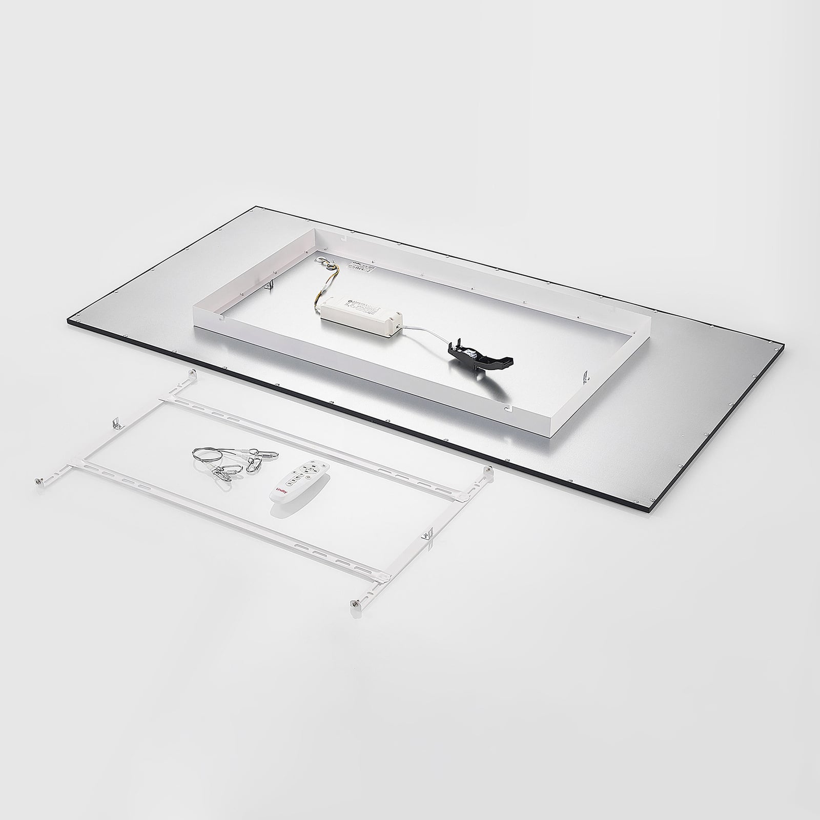 LED-panel Nelios dimbar CCT 120x60 cm svart aluminium lys i rom