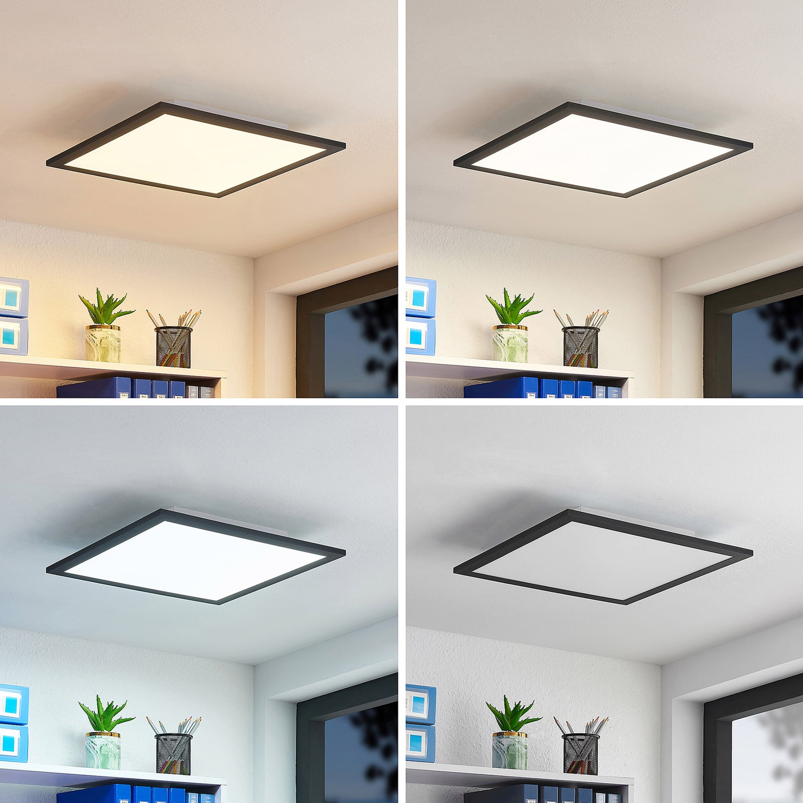 LED-panel Nelios dimbar CCT 40x40 cm svart aluminium bakside