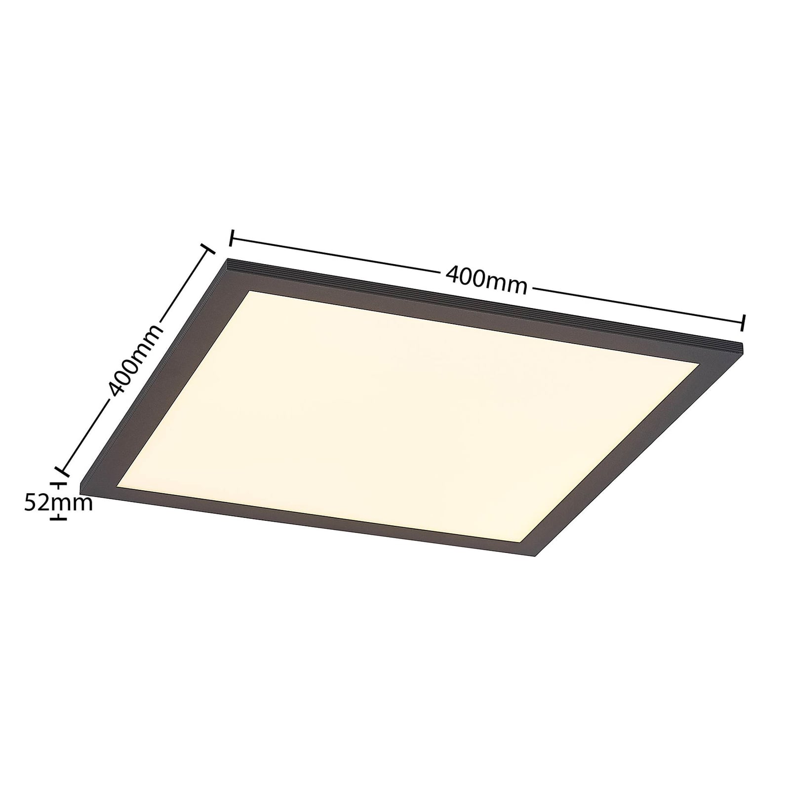 LED-panel Nelios dimbar CCT 40x40 cm svart aluminium montert i tak