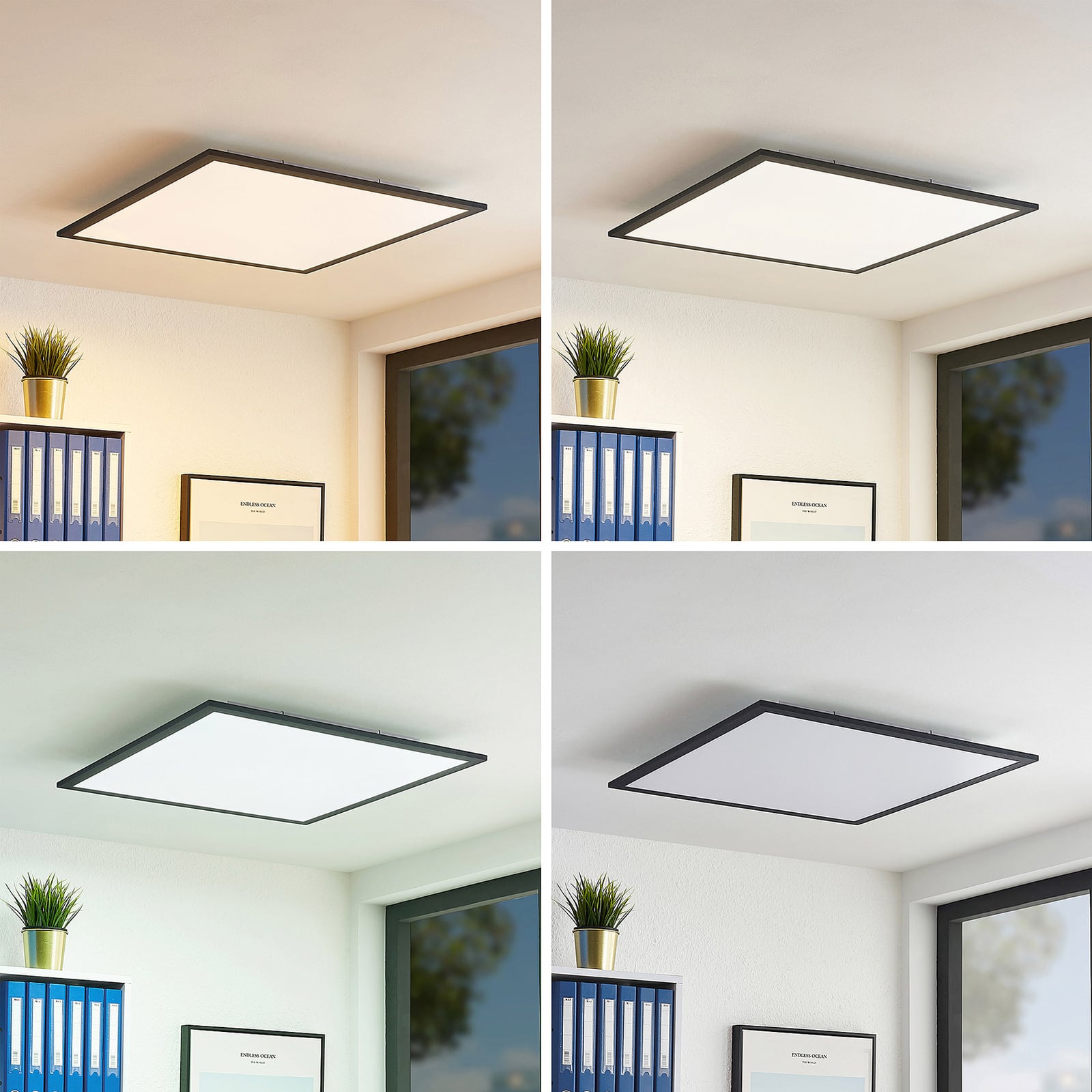 LED-panel Nelios svart 62x62 cm CCT dimbar fjernkontroll bakside