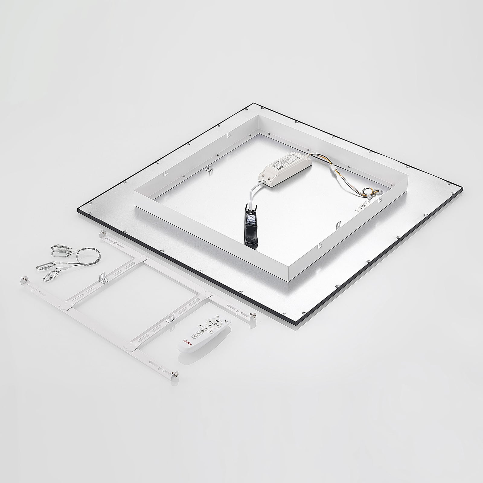 LED-panel Nelios svart 62x62 cm CCT dimbar fjernkontroll lysfargevalg