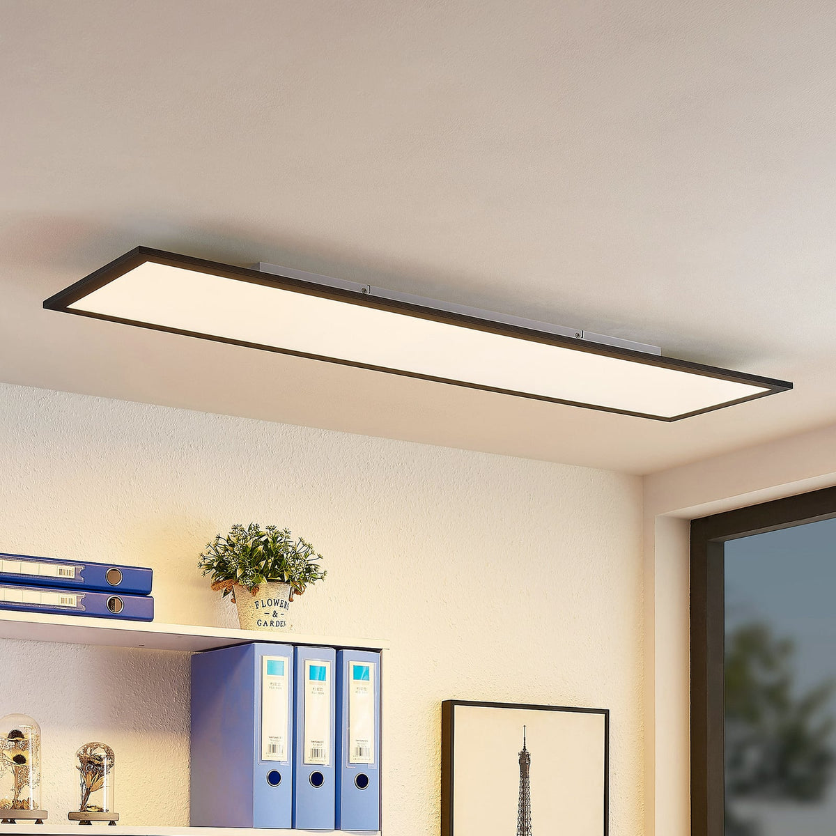 LED-panel Nelios svart aluminium 120x30 cm forfra
