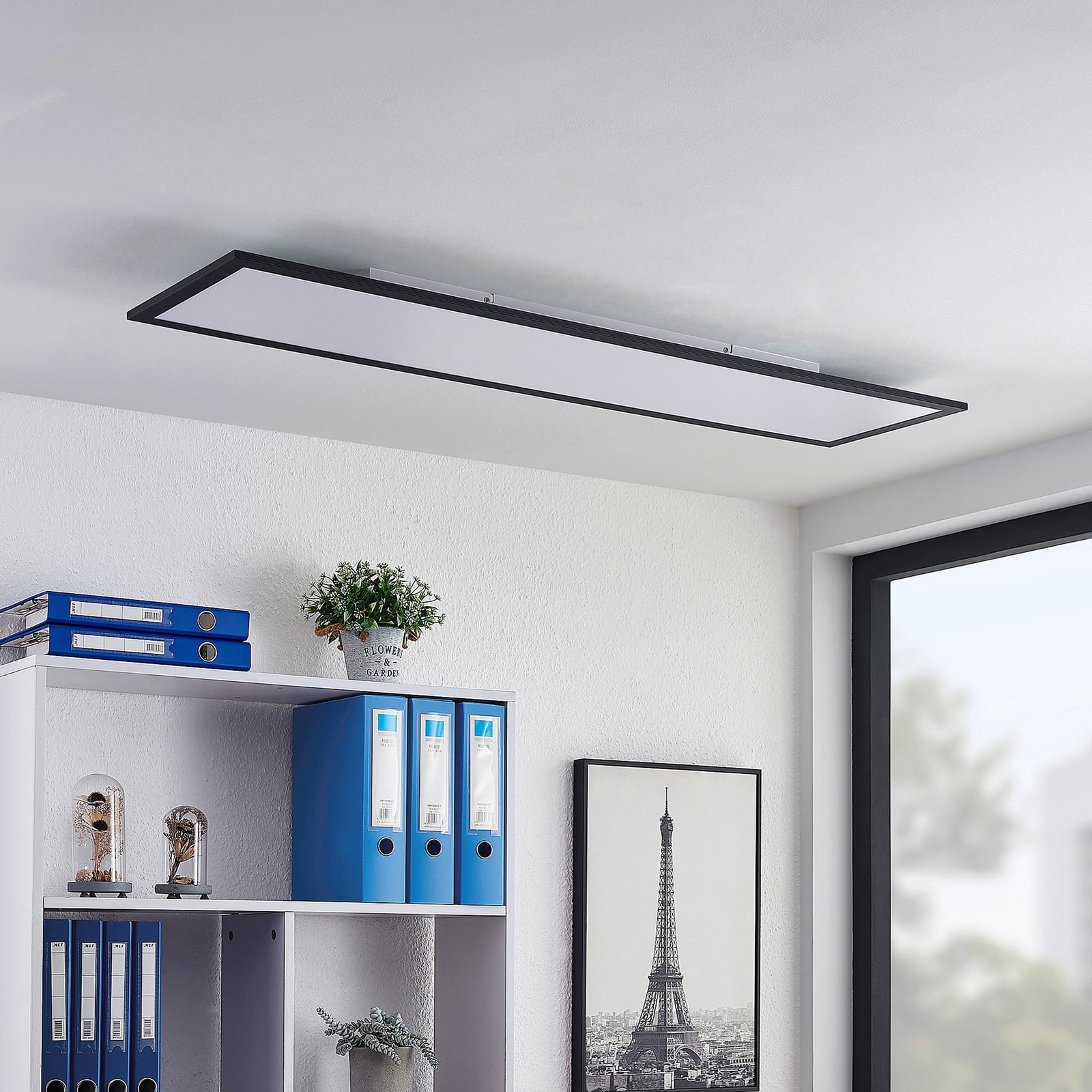 Detalj av LED-panel Nelios svart aluminium 120x30 cm