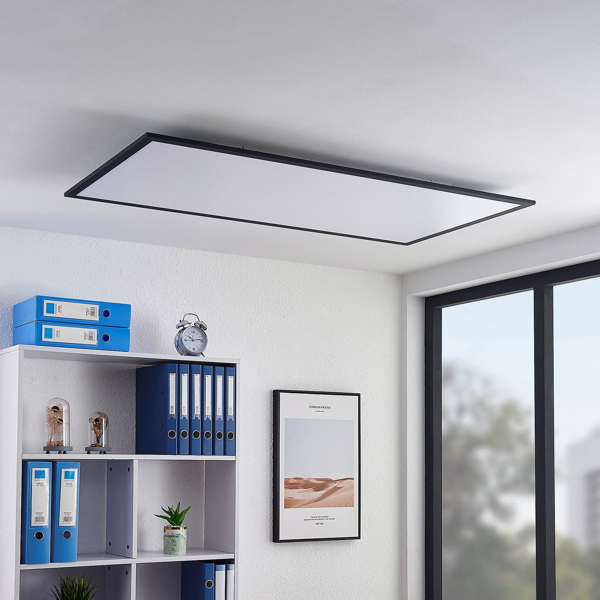 Detalj av LED-panel Nelios svart aluminium 120x60 cm 72W