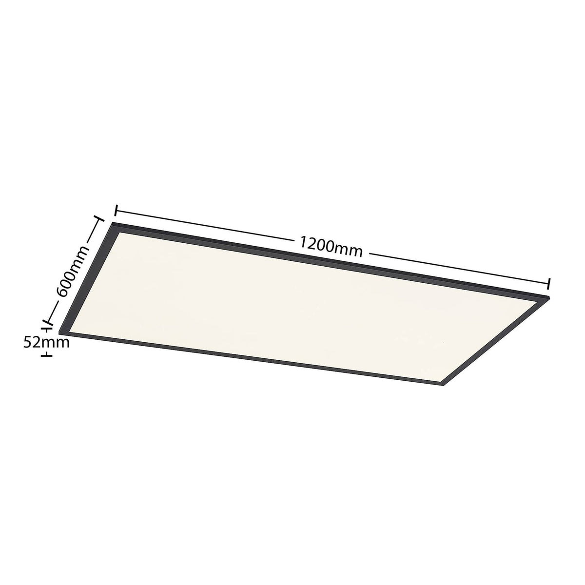 Nærbilde av LED-panel Nelios svart aluminium 120x60 cm 72W