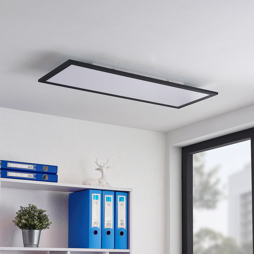 LED-panel Nelios svart aluminium 80x30 cm detalj av kant