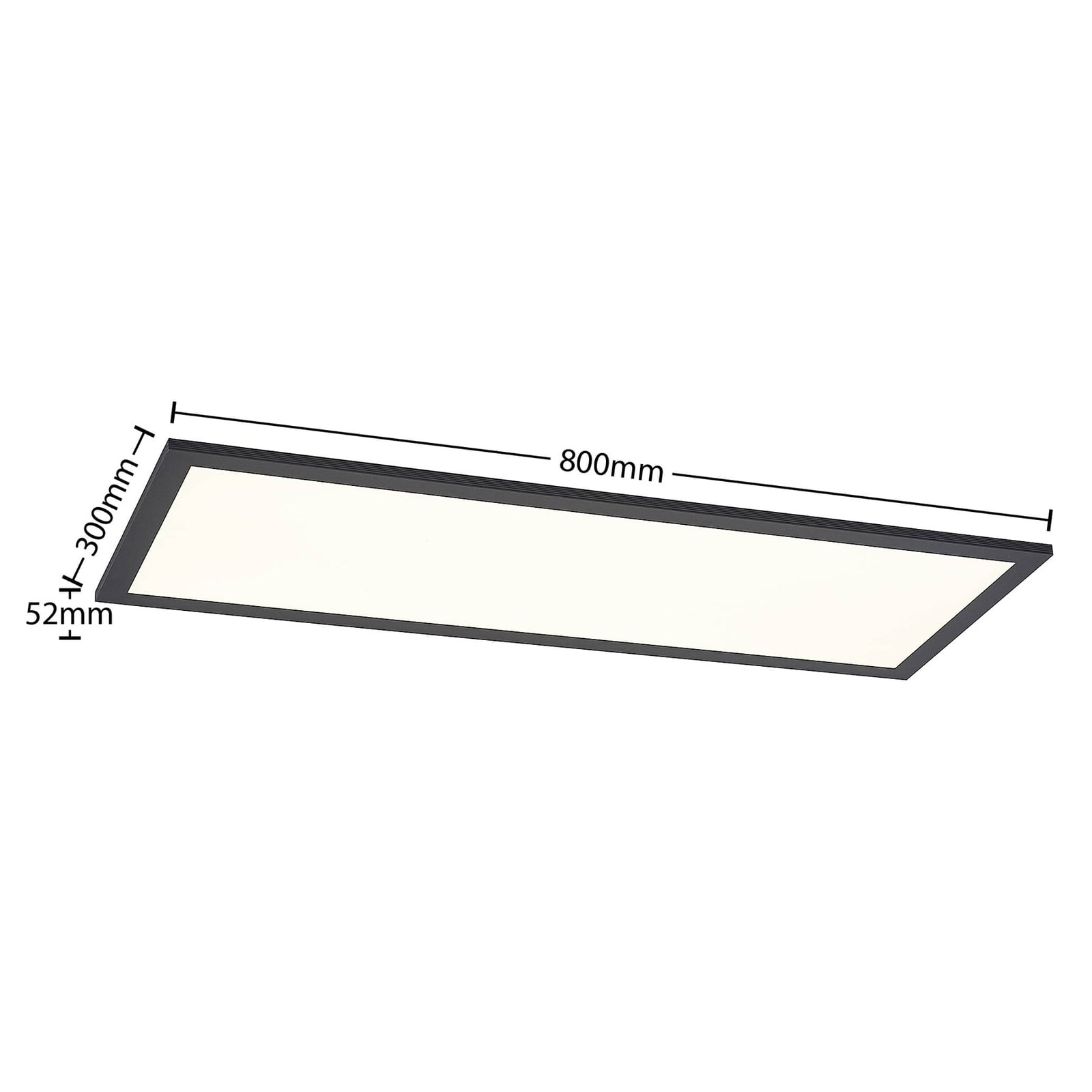 LED-panel Nelios svart aluminium 80x30 cm nærbilde av lysdiffusor