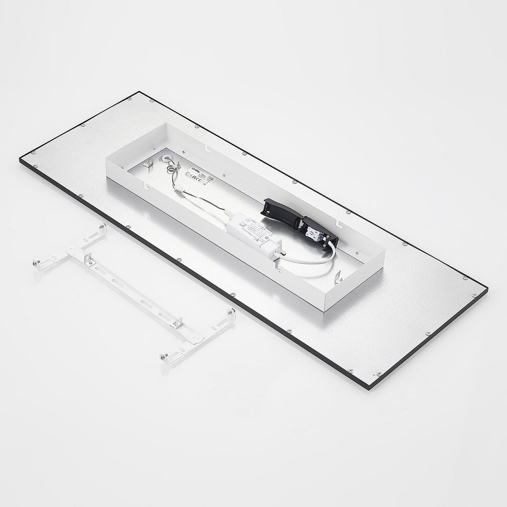 LED-panel Nelios svart aluminium 80x30 cm lys i interiør