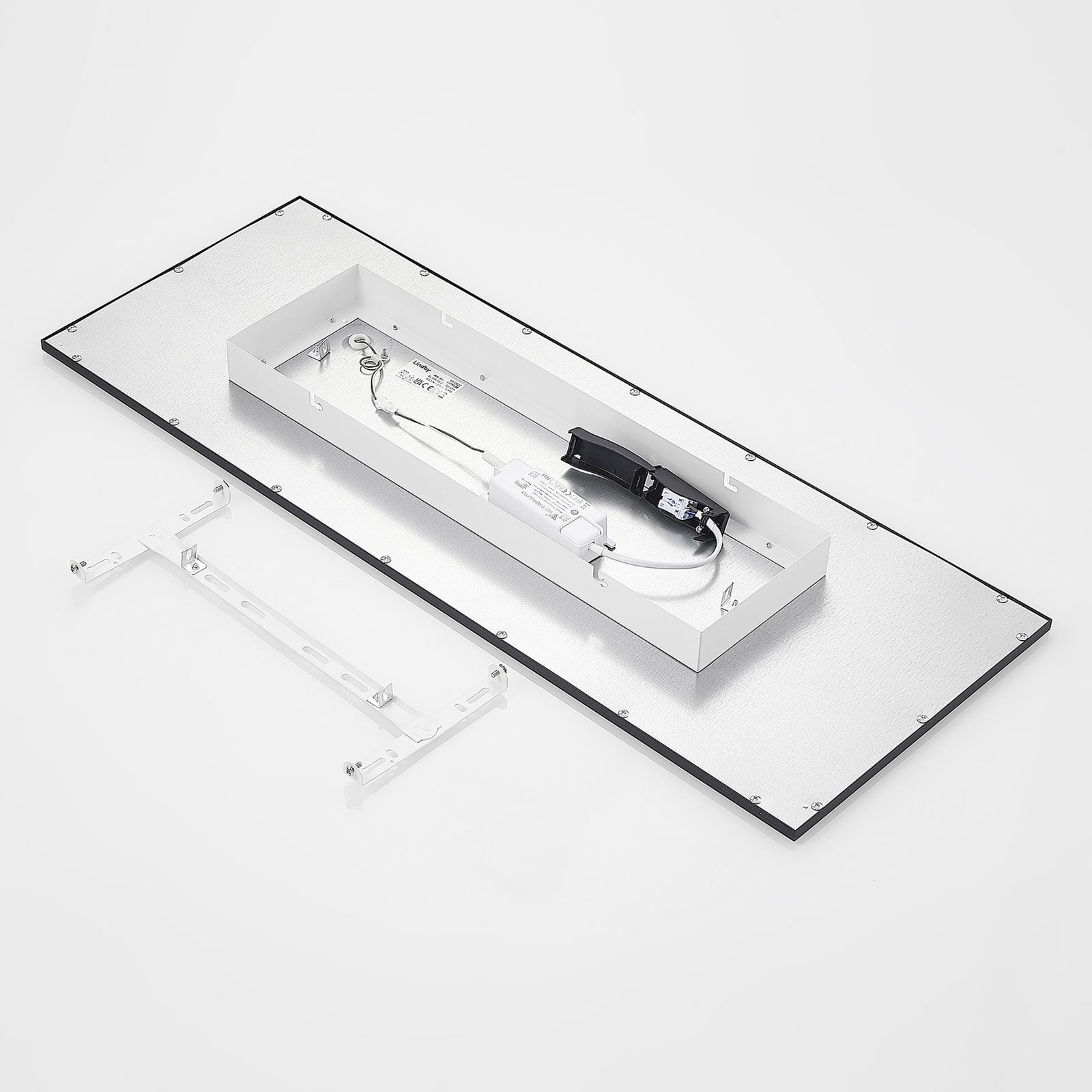 LED-panel Nelios svart aluminium 80x30 cm lys i interiør