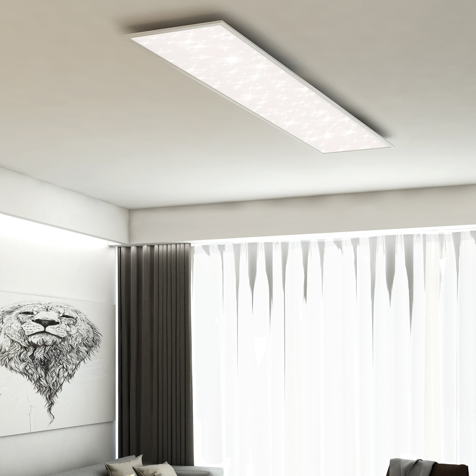 LED-panel Pallas dimbar CCT 119,5x29,5 cm hvit 36W detalj