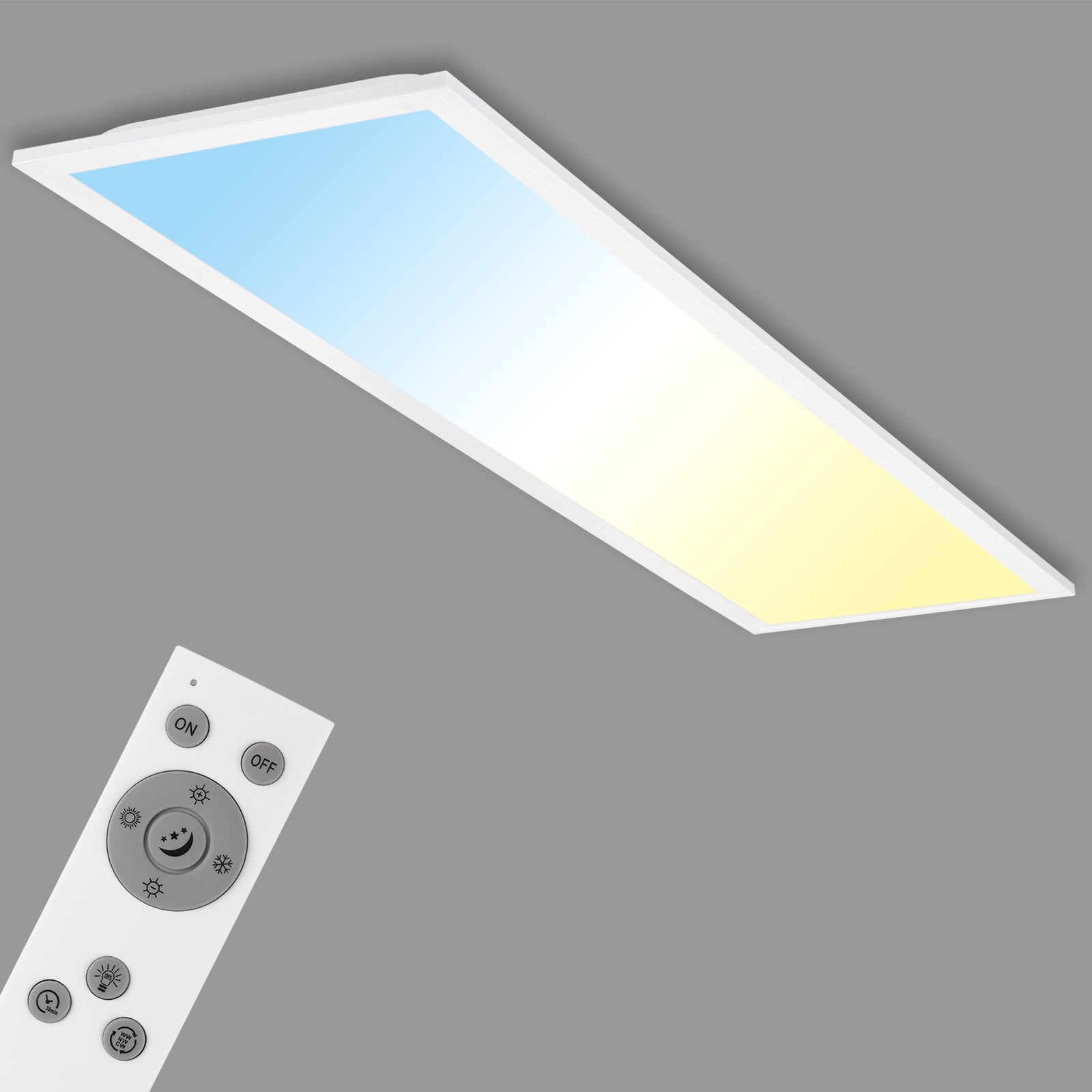 LED-panel Piatto CCT dimbar 100x25 cm hvit med fjernkontroll bakside