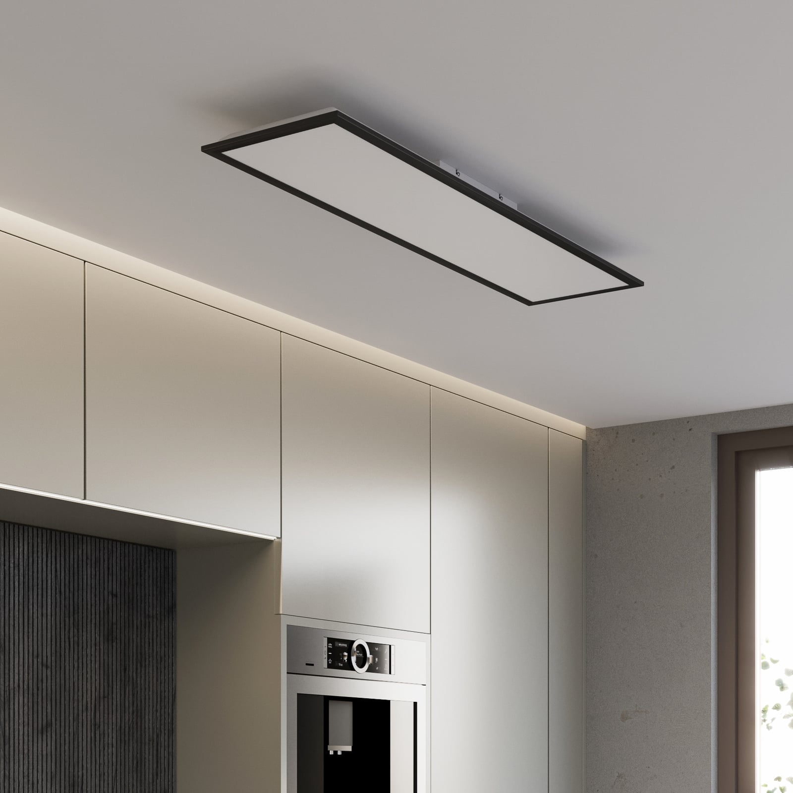 Detalj av LED-panel Piatto CCT dimbar 100x25 cm svart