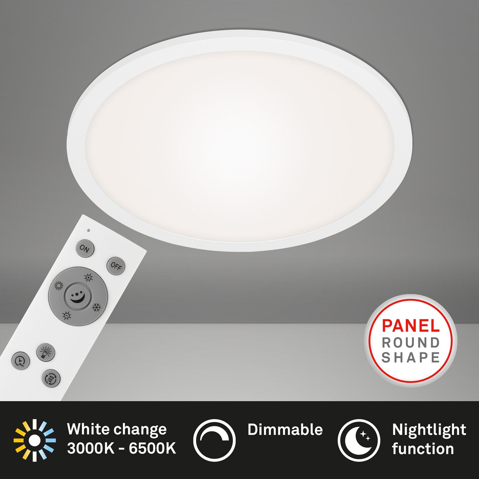 LED-panel Piatto CCT dimbar med fjernkontroll sideprofil