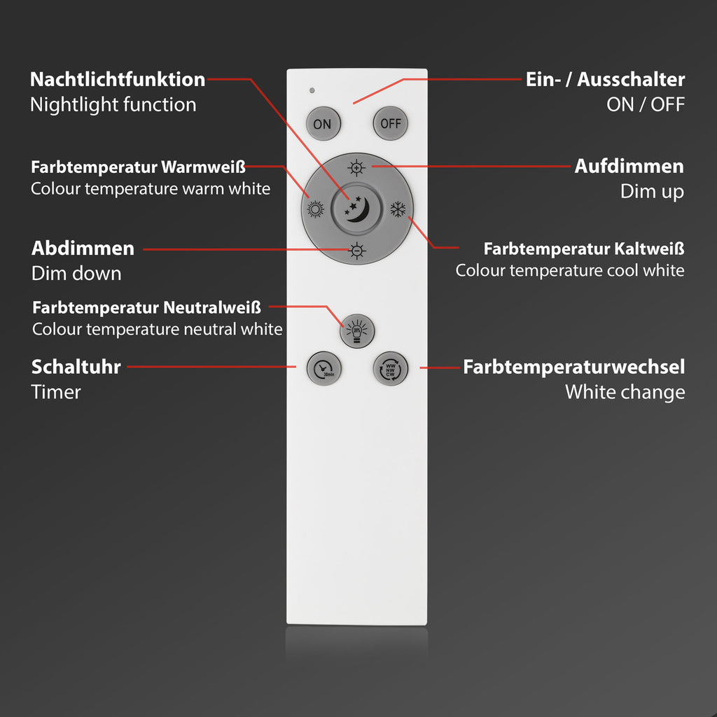 LED-panel Piatto CCT dimbar med fjernkontroll lyser i varm hvit