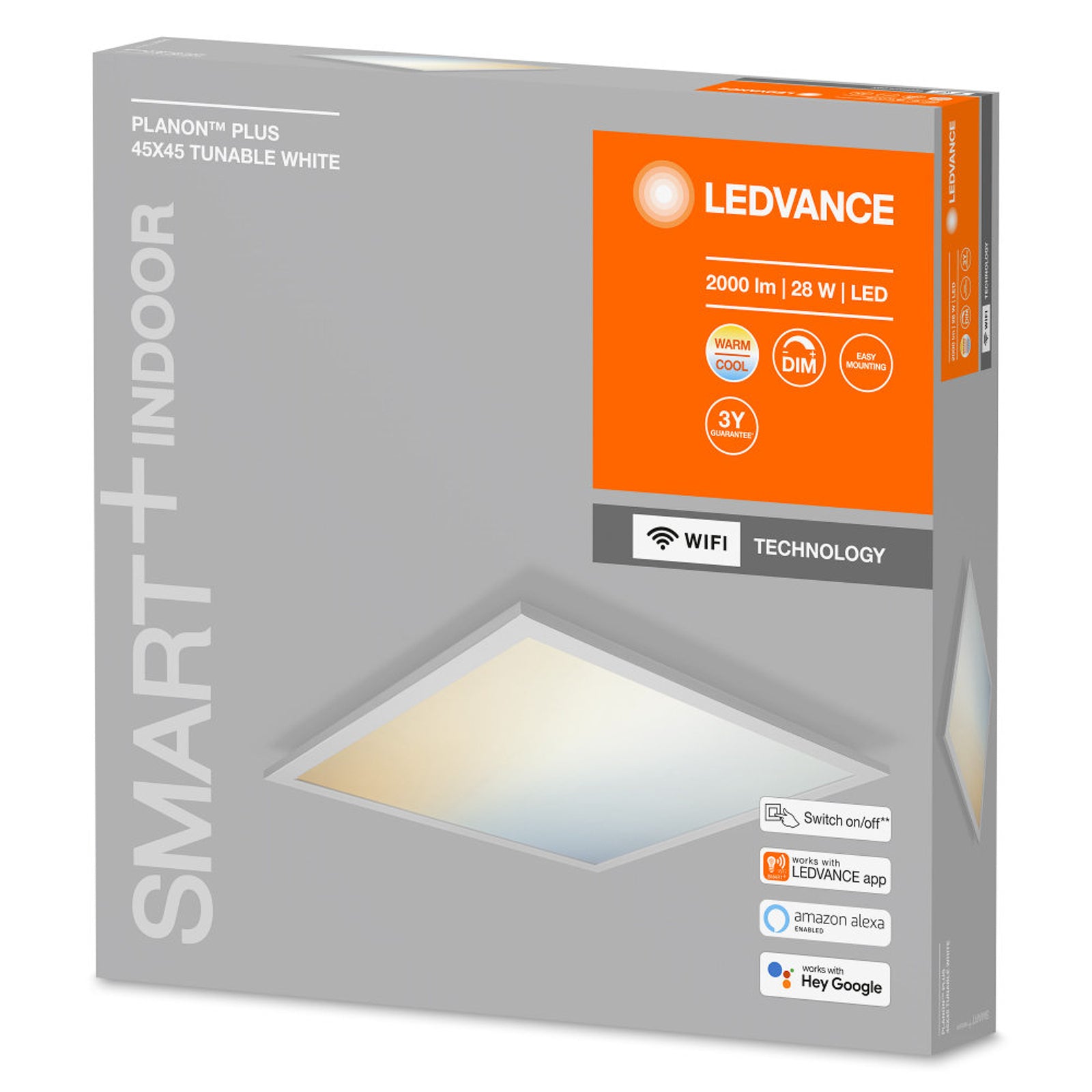 LED-panel Planon Plus WiFi CCT dimbar bakside med tilkoblinger
