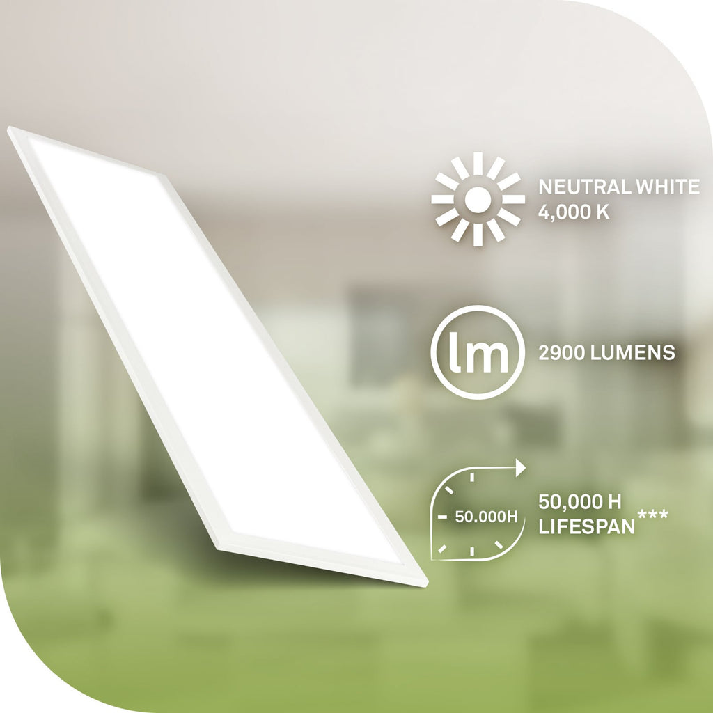 LED-panel Simple A hvit metall helhetlig oversikt