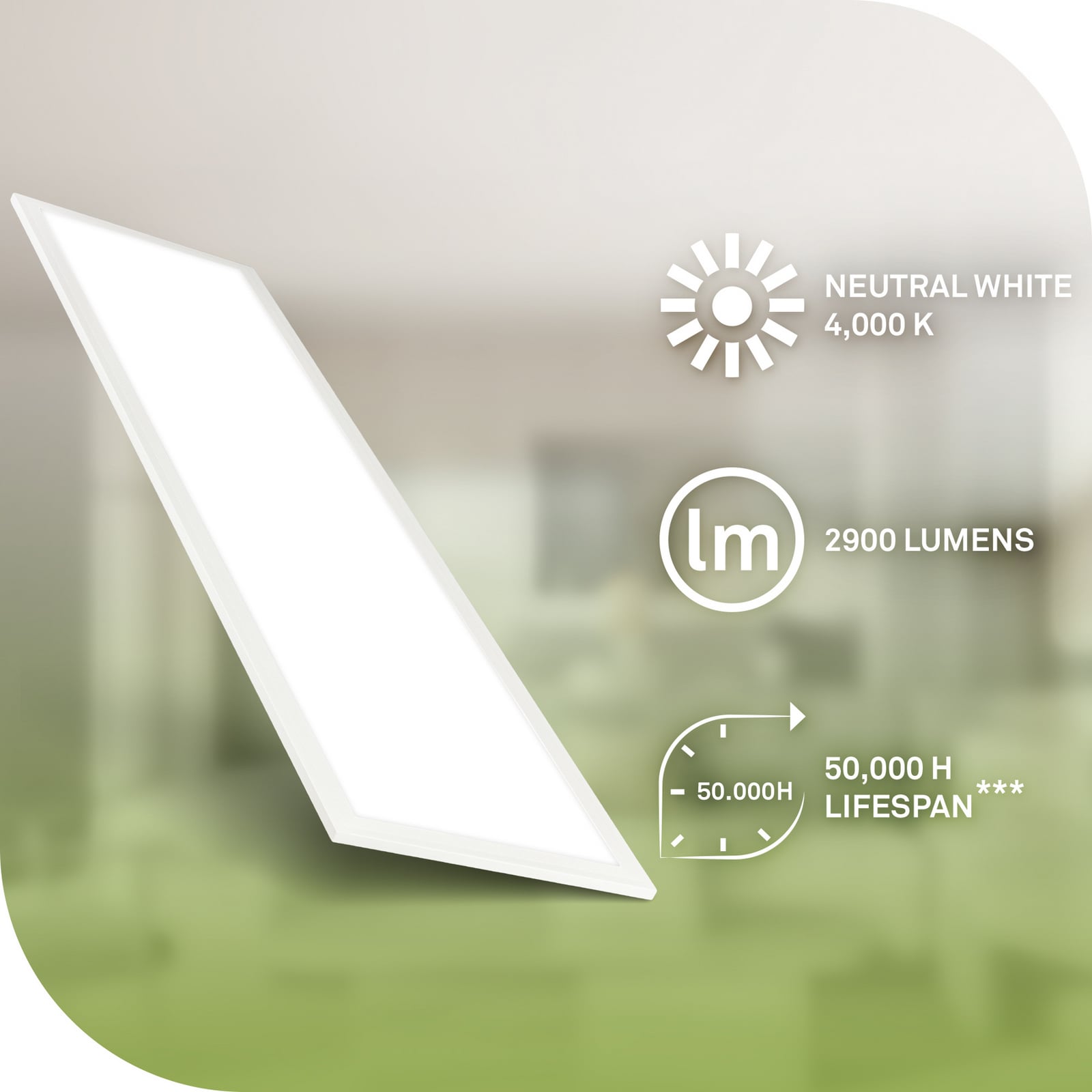 LED-panel Simple A hvit metall helhetlig oversikt