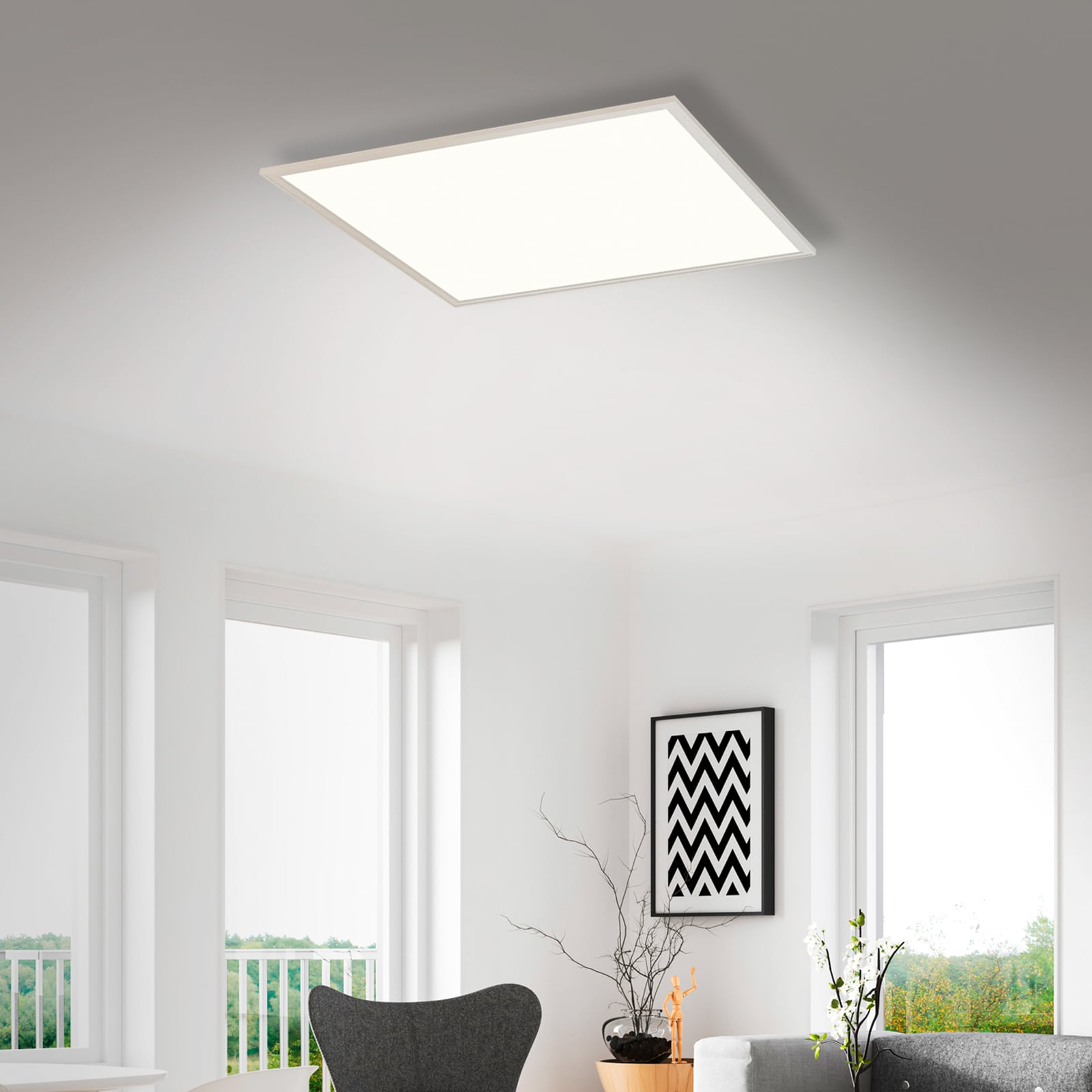 LED-panel Simple hvit 59,5x59,5 cm 38W nøytralhvit bakside