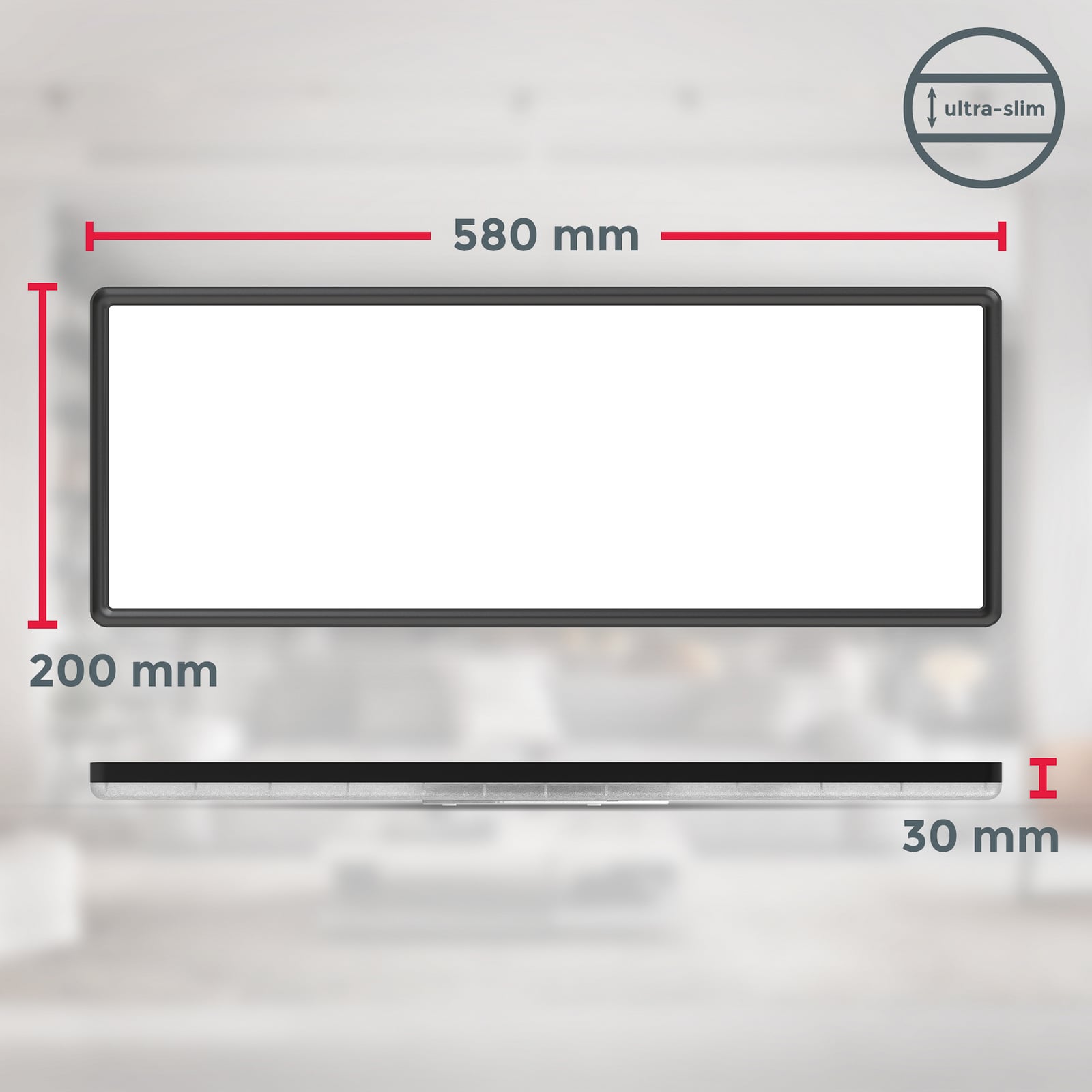 Detalj av LED-panel Slim RGBW dimbar med fjernkontroll svart 58x20 cm