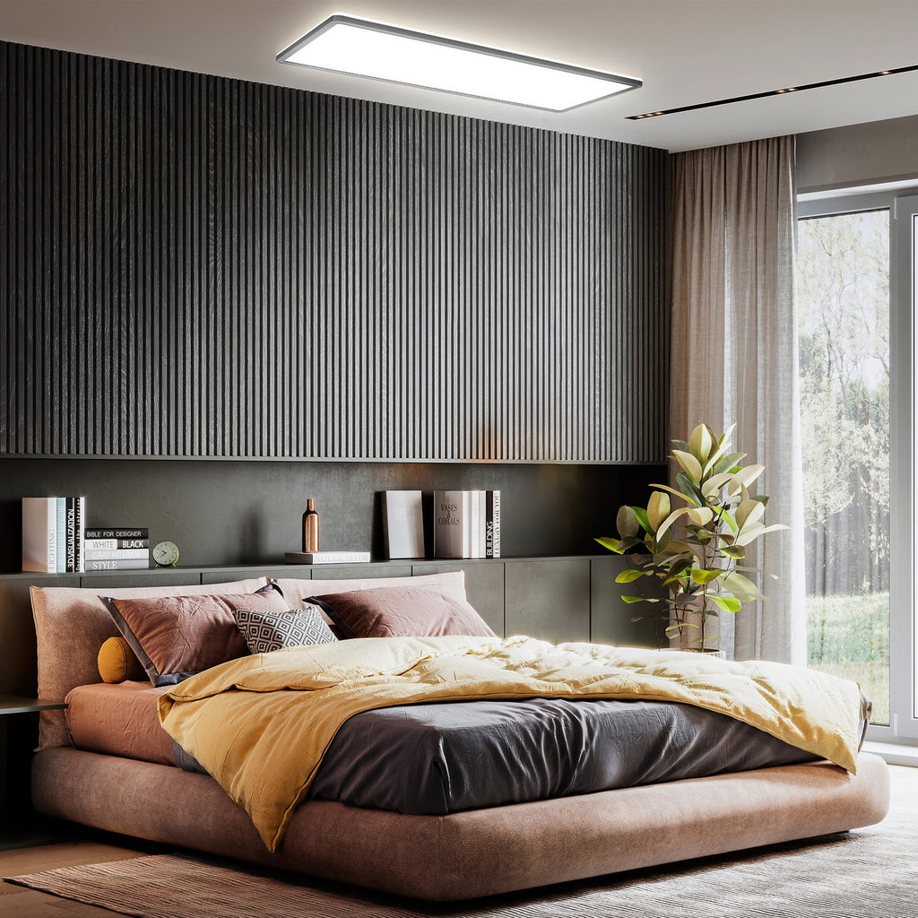 LED-panel Slim RGBW dimbar med fjernkontroll svart 58x20 cm lyser i farger