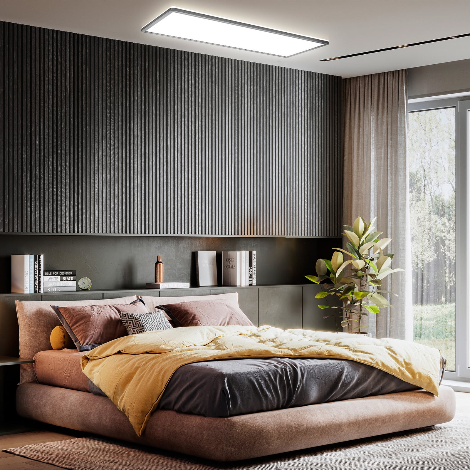 LED-panel Slim RGBW dimbar med fjernkontroll svart 58x20 cm lyser i farger