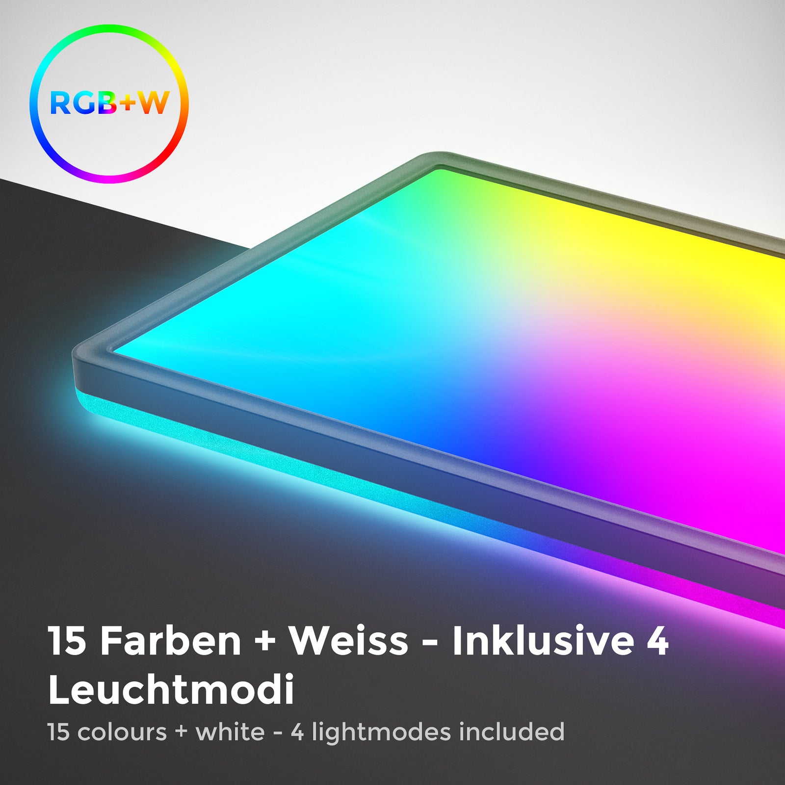 LED-panel Slim RGBW dimbar med fjernkontroll svart 58x20 cm monteringsdetalj
