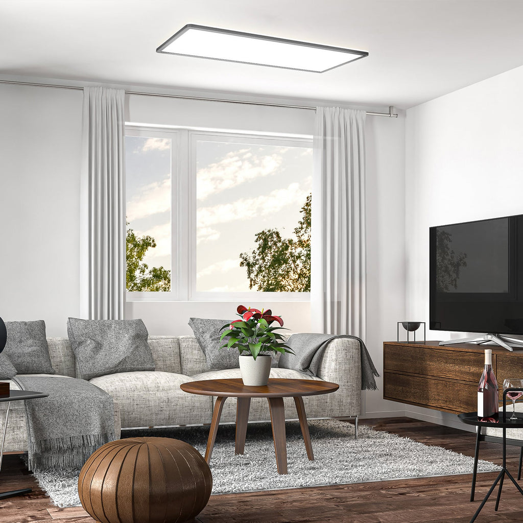 Montert LED-panel Slim RGBW dimbar med fjernkontroll svart 58x20 cm i tak