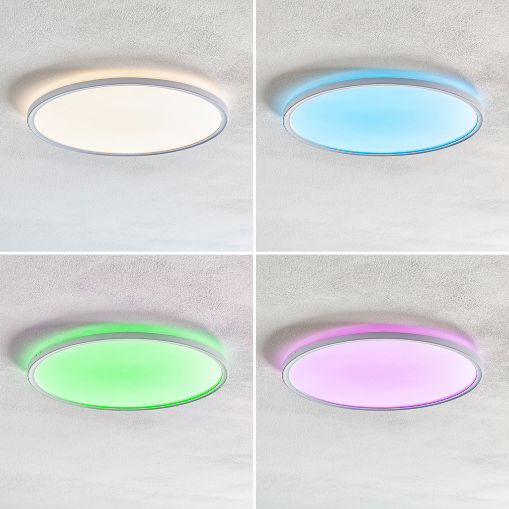 Nærbilde av LED-panel Slim rund RGBW Ø42 cm dimbar hvit - Briloner