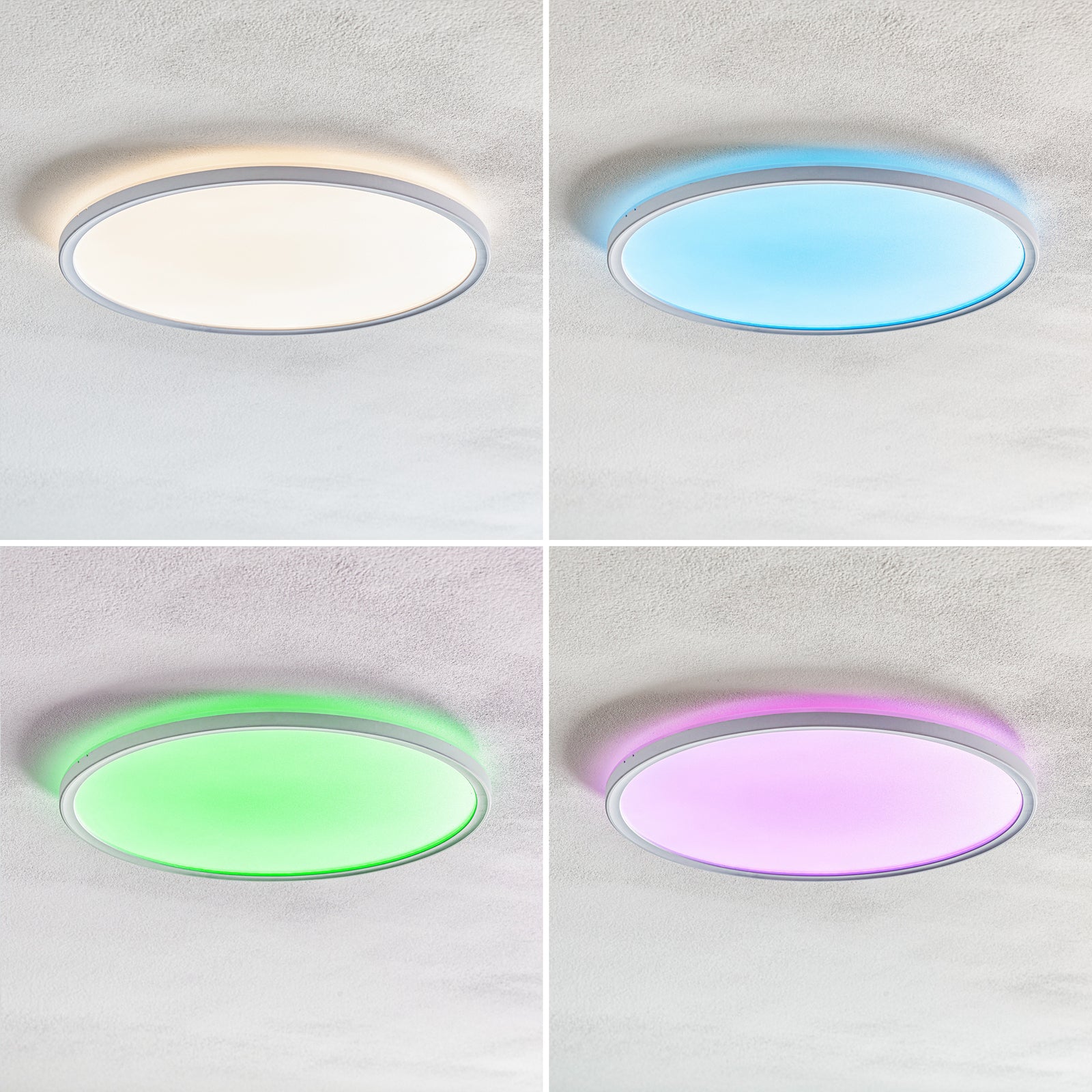 Nærbilde av LED-panel Slim rund RGBW Ø42 cm dimbar hvit - Briloner