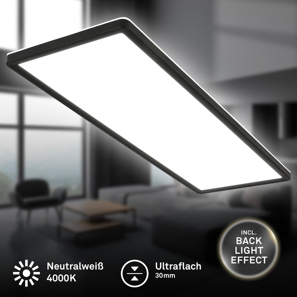 Bakside av LED-panel Slim svart 58x20 cm 22W 4000K nøytralhvit
