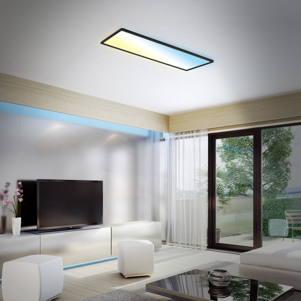 LED-panel Slim svart ultratynt CCT dimbar 59x20 cm bakside