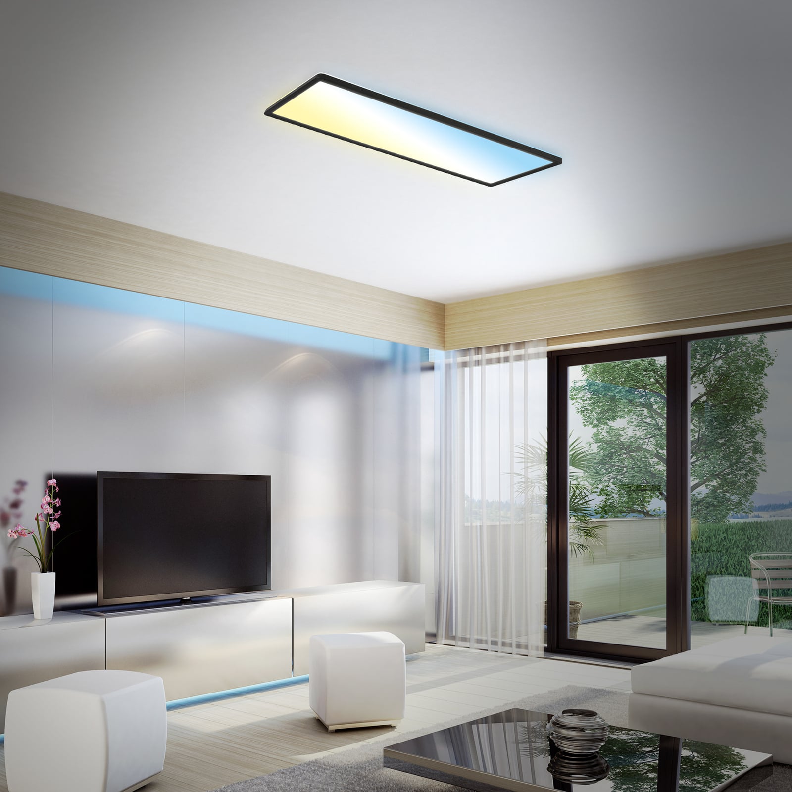 LED-panel Slim svart ultratynt CCT dimbar 59x20 cm bakside