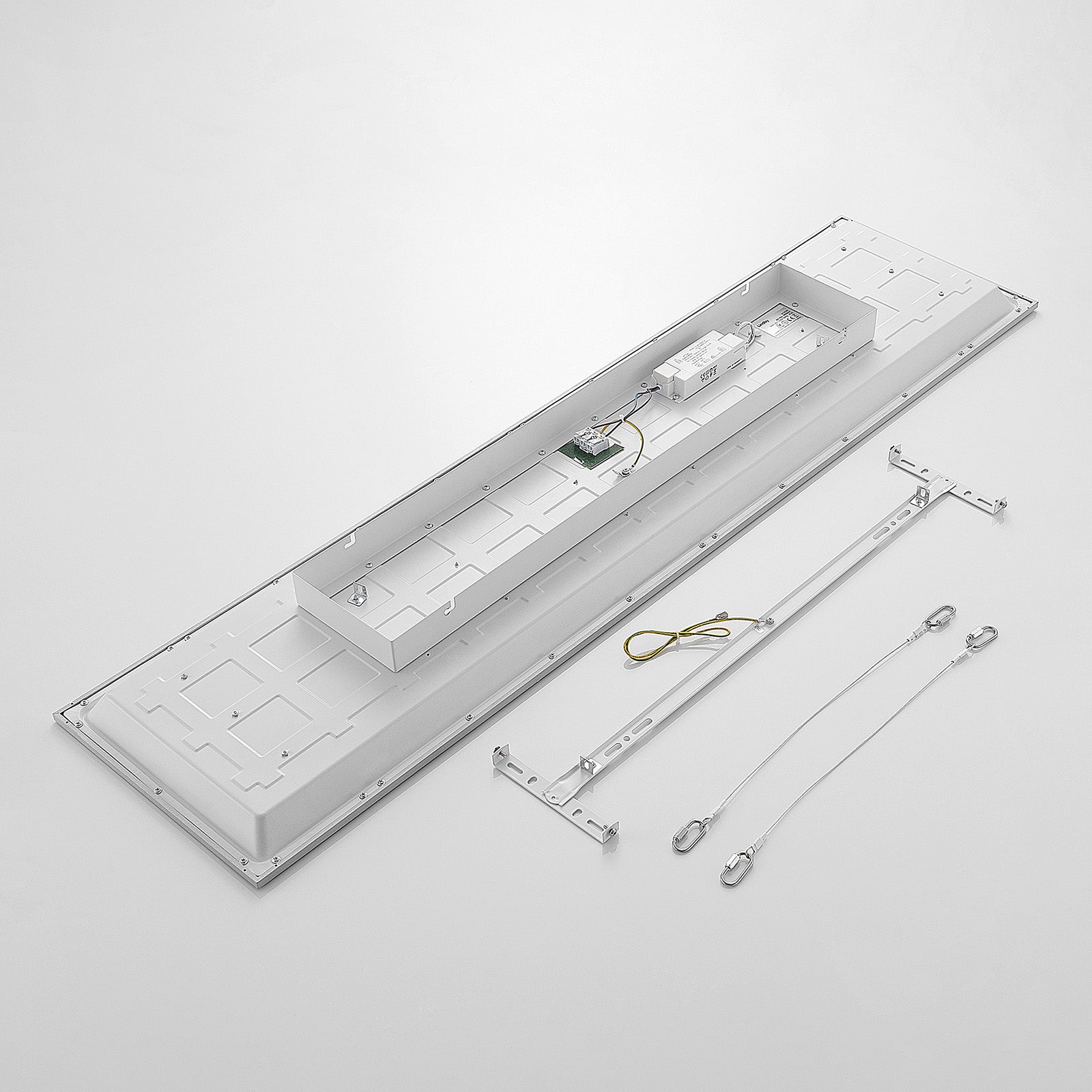 LED-panel Stenley sølv/hvit 120x30 cm med 4000K lysfarge
