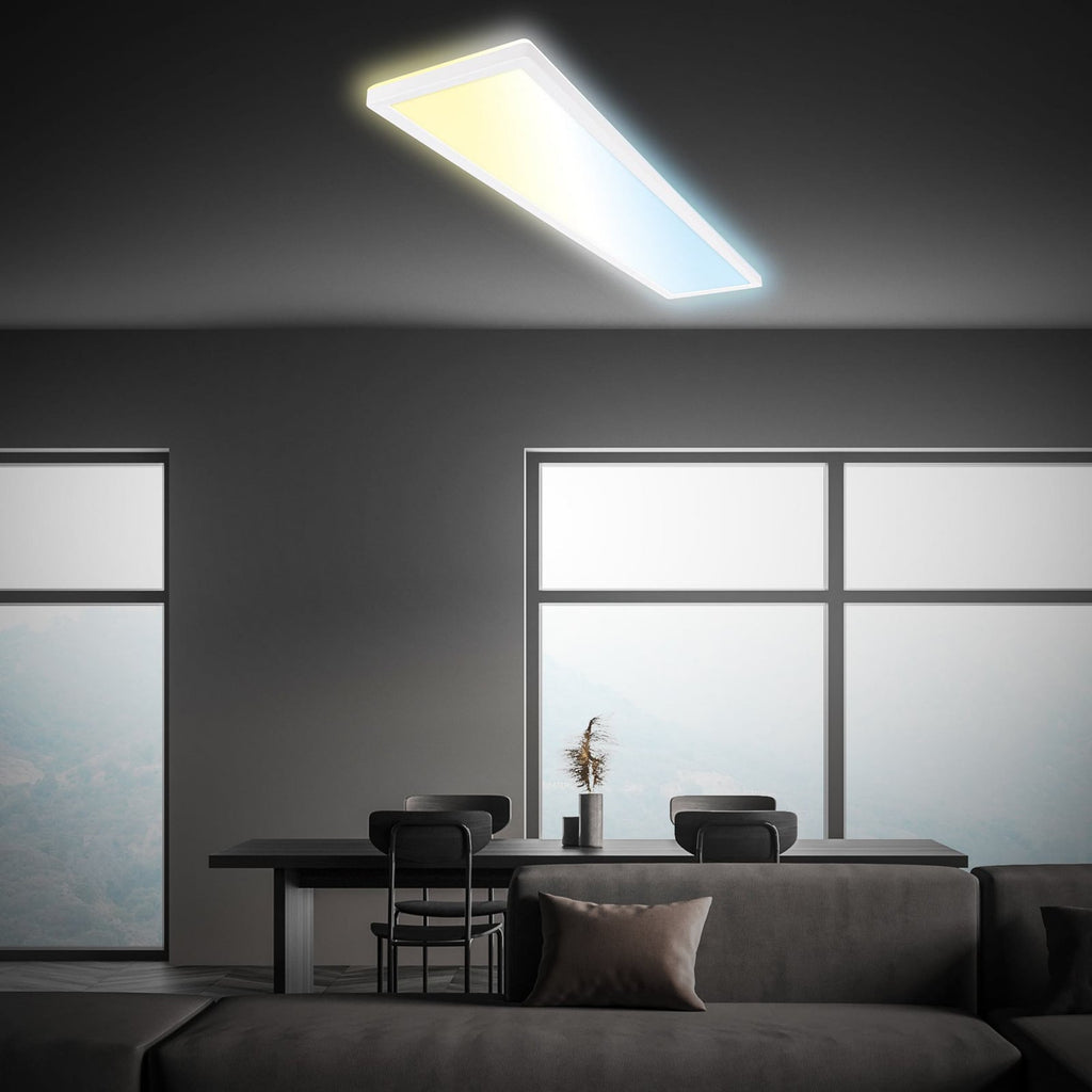 LED panel Tava CCT dimbar hvit 98x20 cm 36W med fjernkontroll bakside