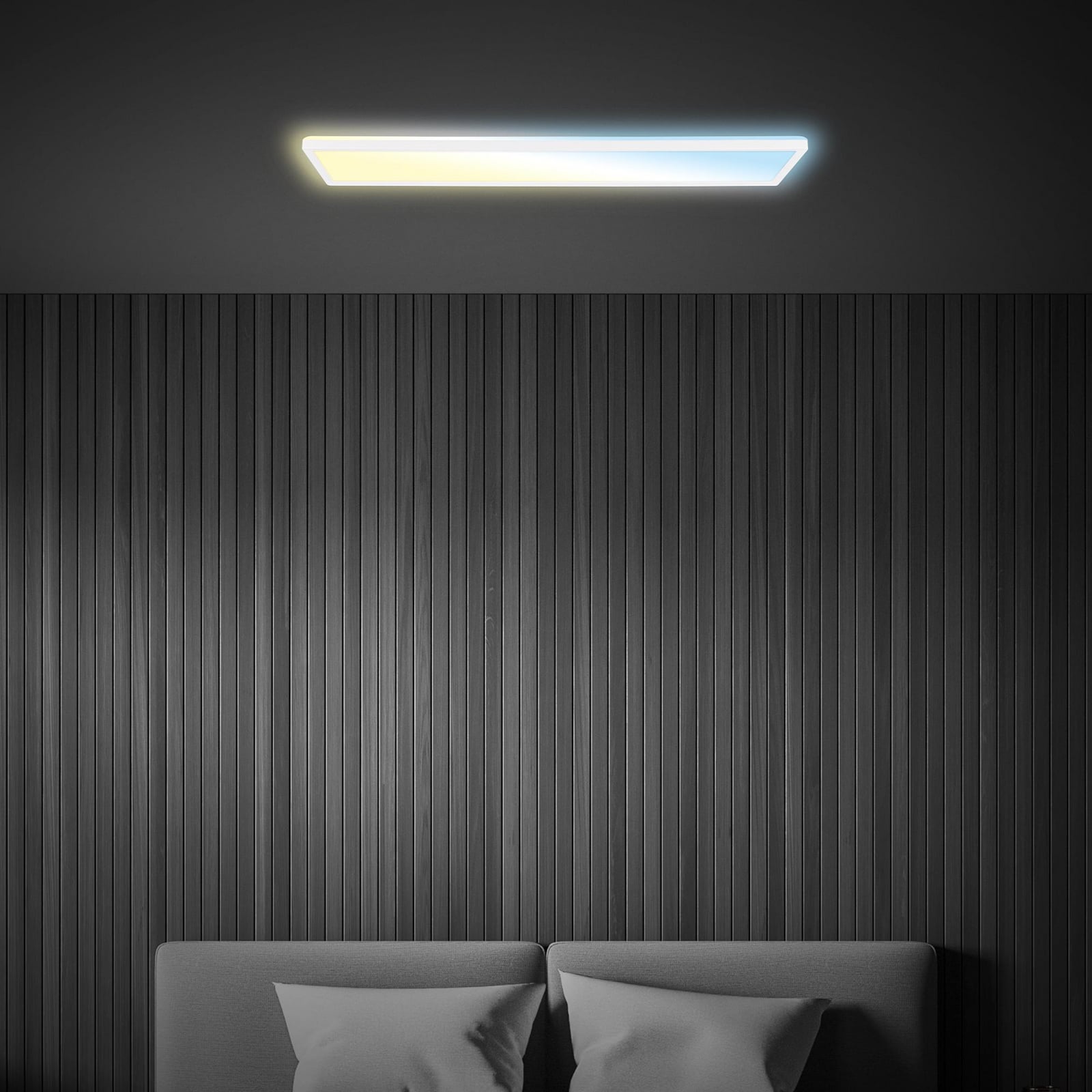 Detalj av LED panel Tava CCT dimbar hvit 98x20 cm 36W med fjernkontroll
