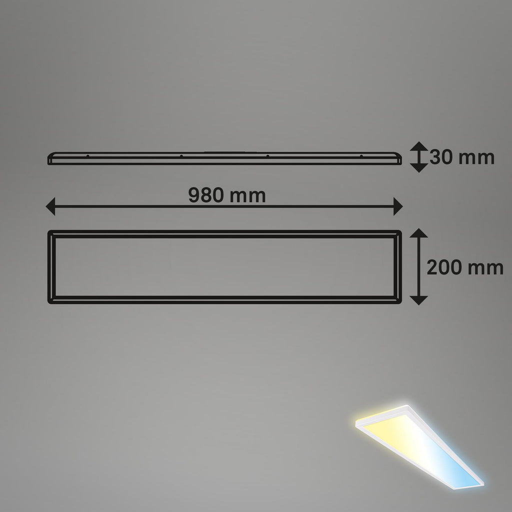 Nærbilde av LED panel Tava CCT dimbar hvit 98x20 cm 36W med fjernkontroll