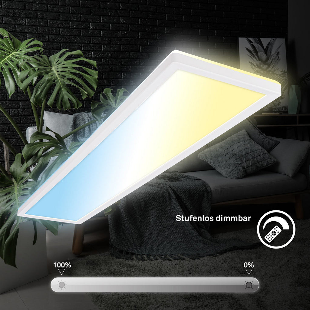 Montering av LED panel Tava CCT dimbar hvit 98x20 cm 36W med fjernkontroll