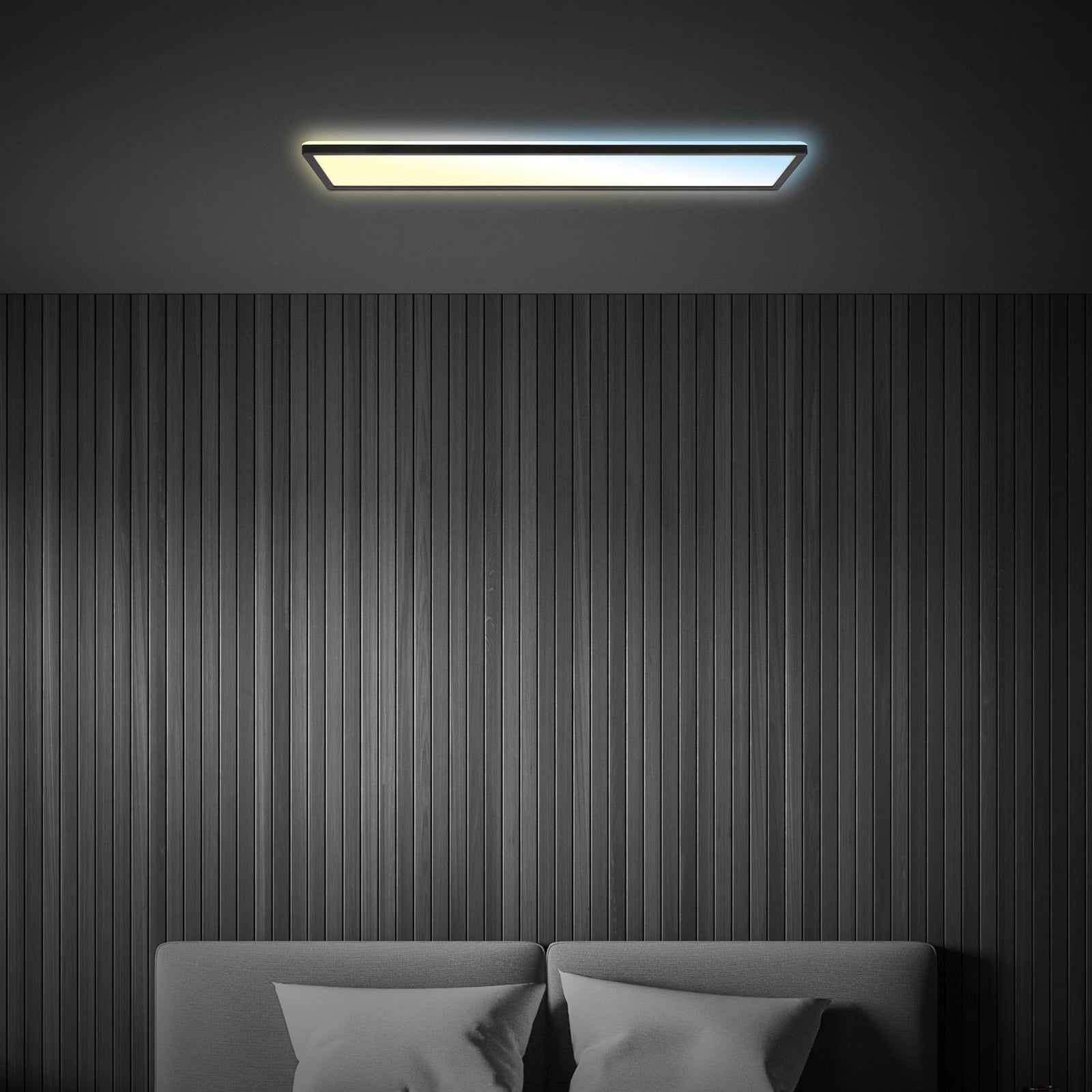LED-panel Tava CCT dimbar svart 98x20 cm detalj