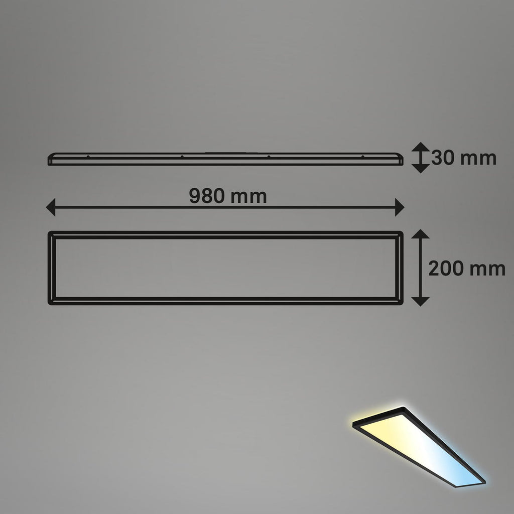 LED-panel Tava CCT dimbar svart 98x20 cm nærbilde