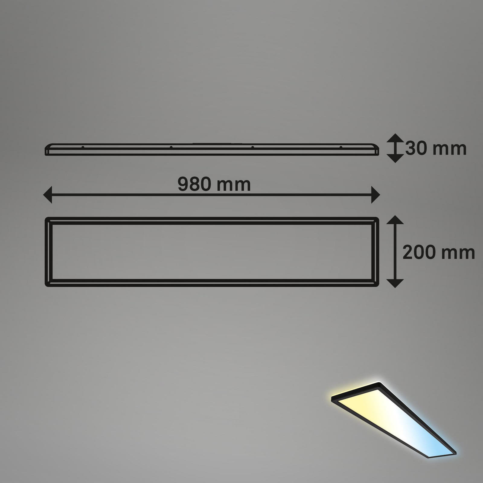 LED-panel Tava CCT dimbar svart 98x20 cm nærbilde
