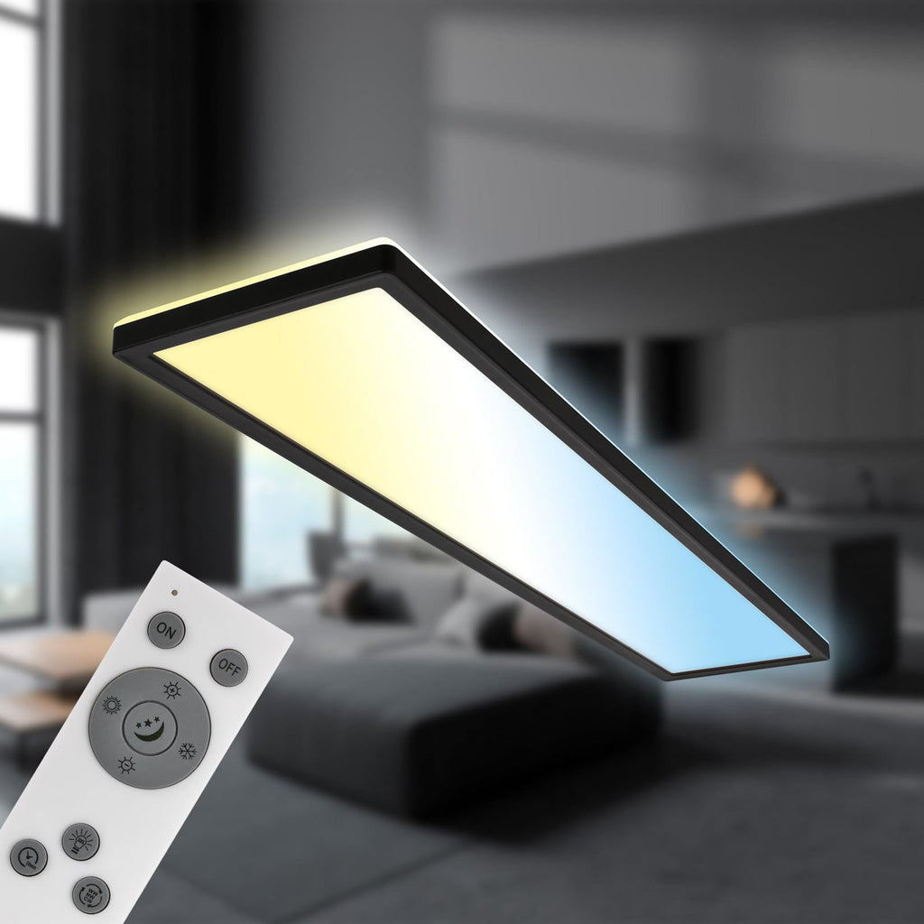 LED-panel Tava CCT dimbar svart 98x20 cm fjernkontroll
