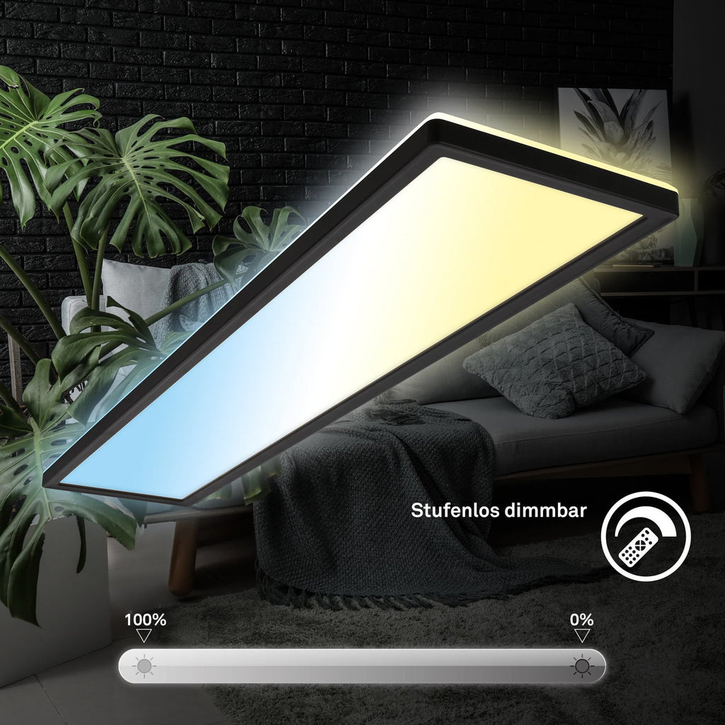 LED-panel Tava CCT dimbar svart 98x20 cm lysfargejustering