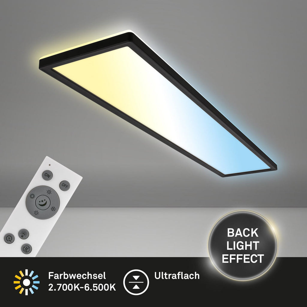 LED-panel Tava CCT dimbar svart 98x20 cm sideprofil