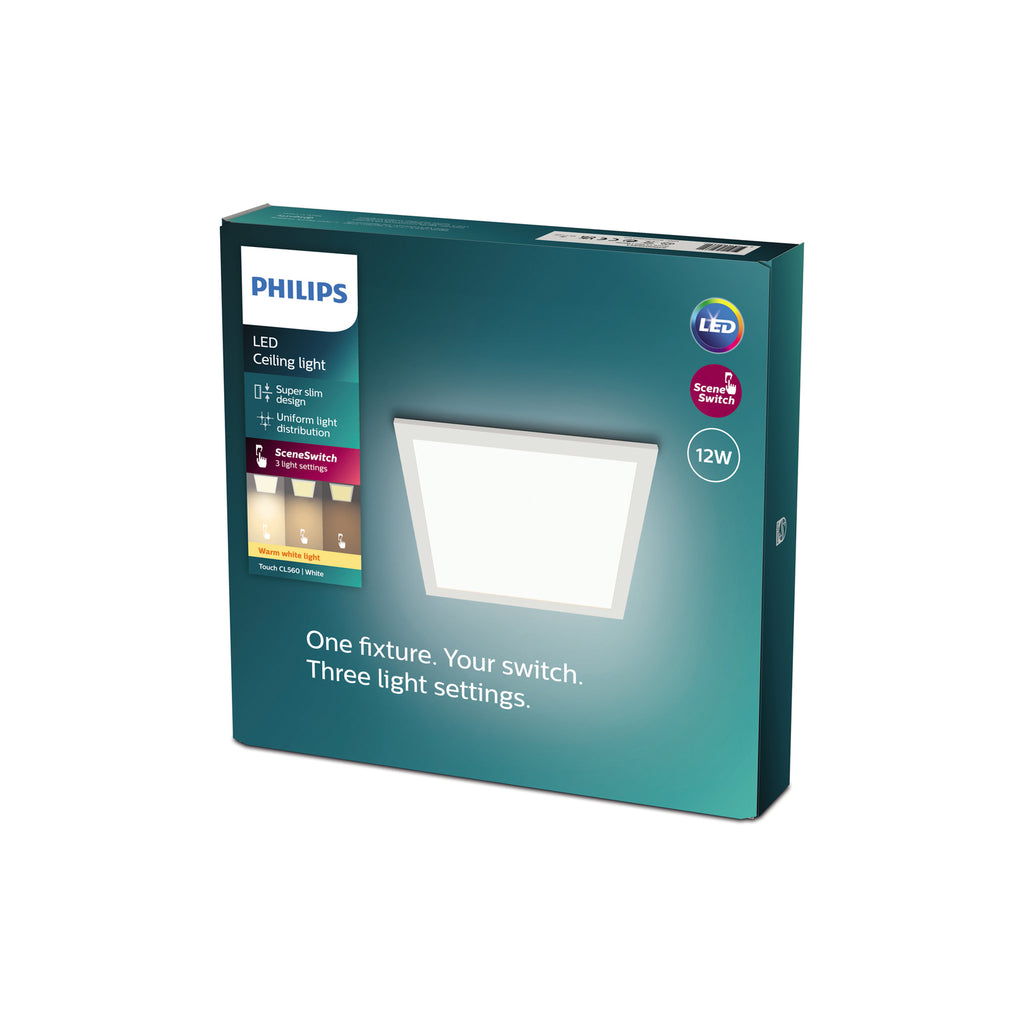 Detalj av dimmefunksjon på LED-panel Touch 32,8x32,8 cm Philips