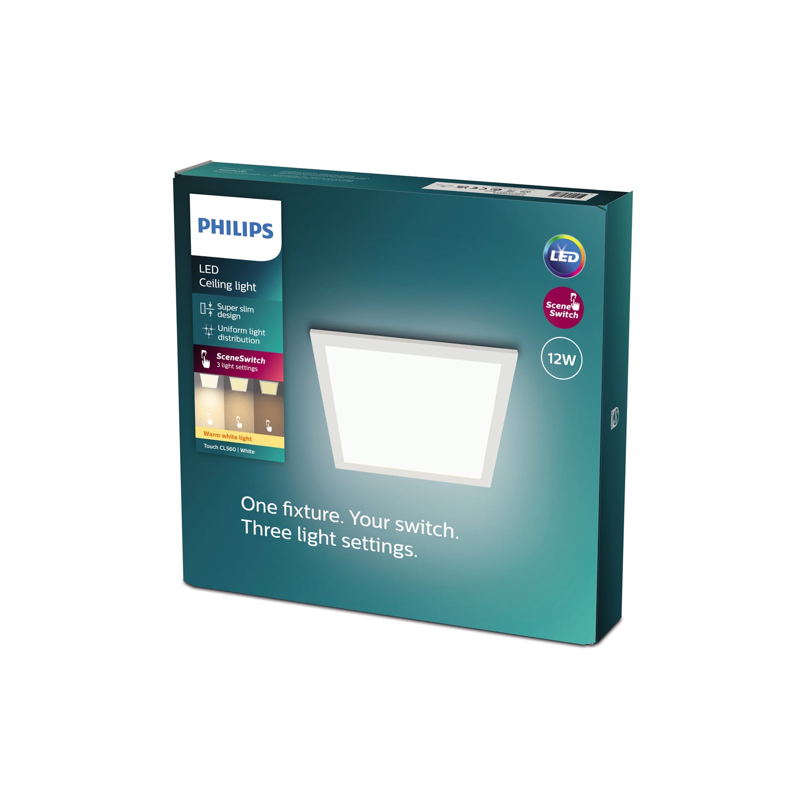 Detalj av dimmefunksjon på LED-panel Touch 32,8x32,8 cm Philips