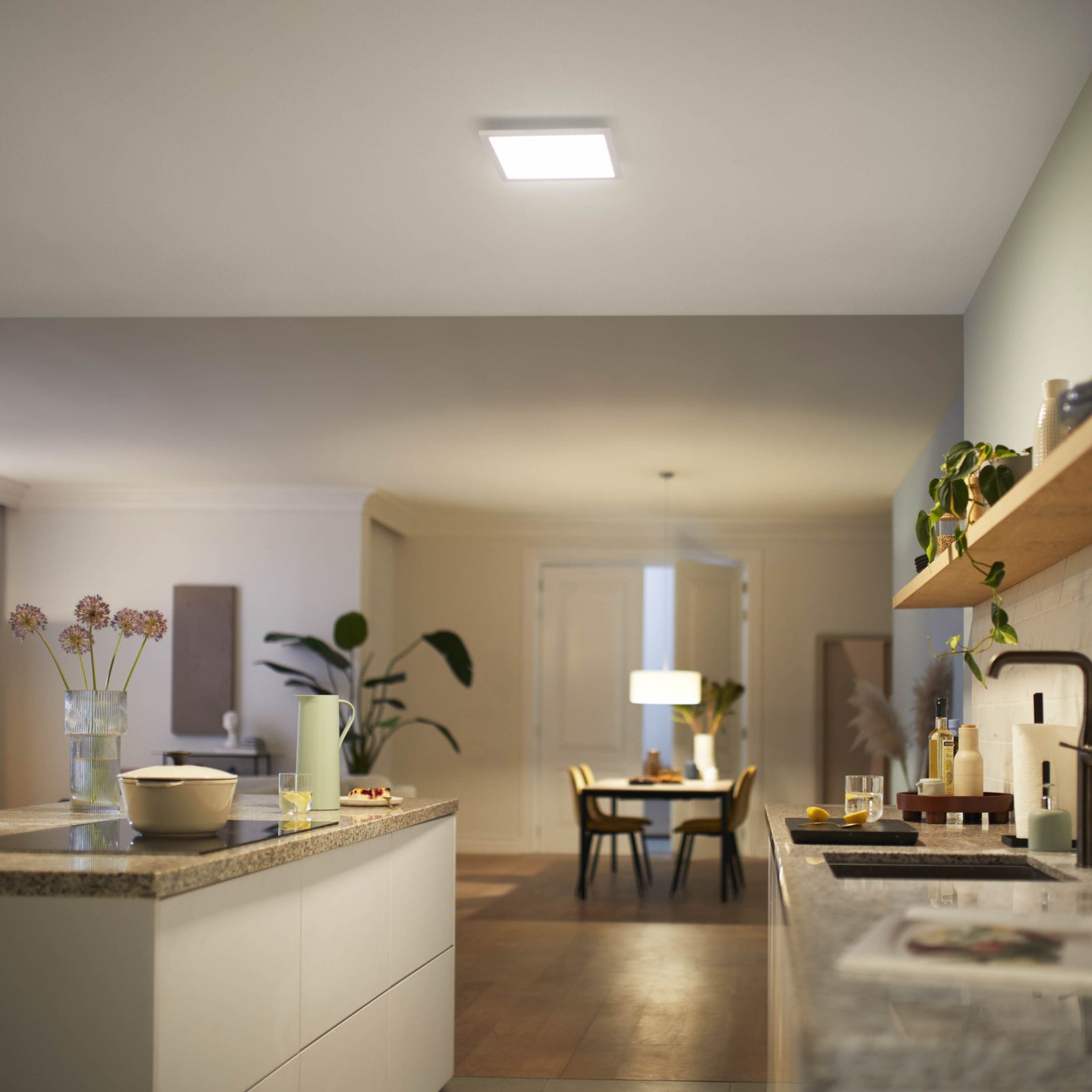 Montert LED-panel Touch dimbar 62,8x62,8 cm 36W varmhvit hvit Philips i rom