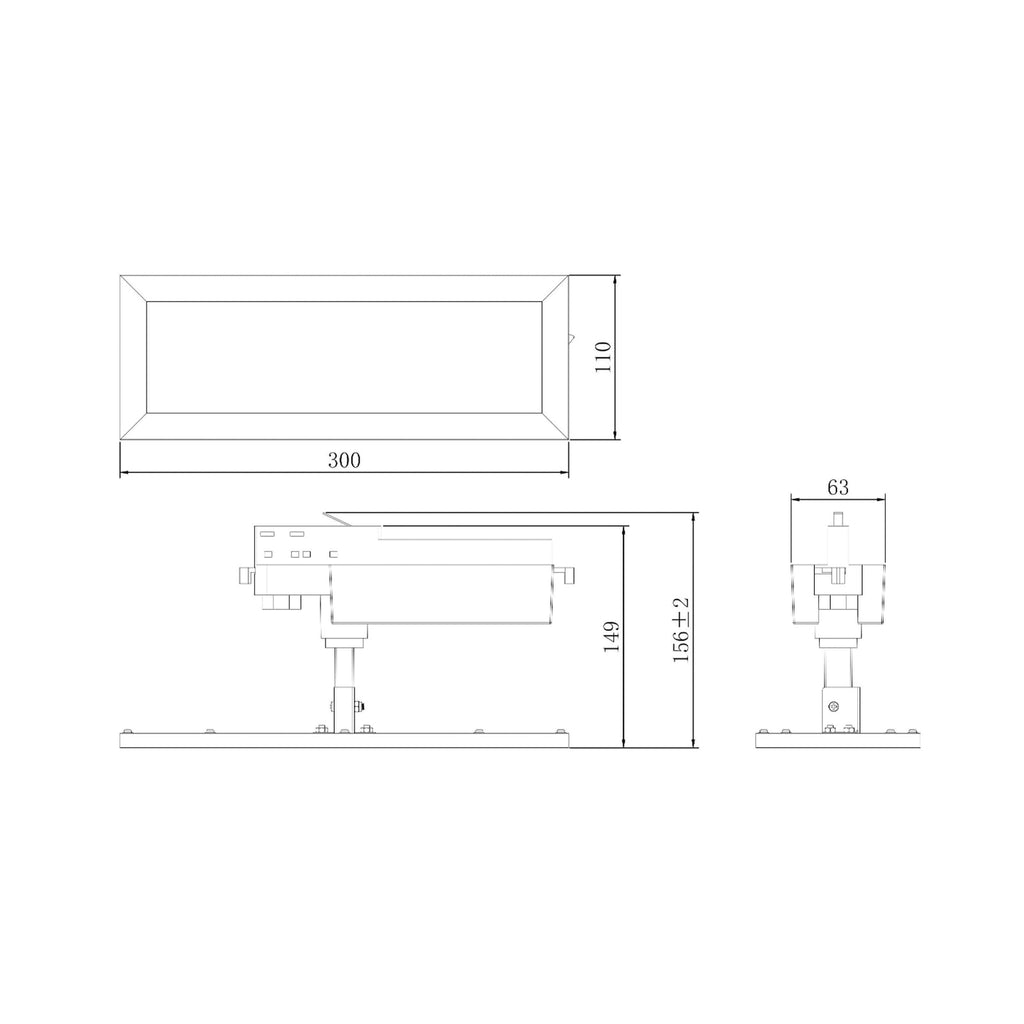 LED-panel TRACK LIGHT 3-fase hvit 30x11 cm montert i tak